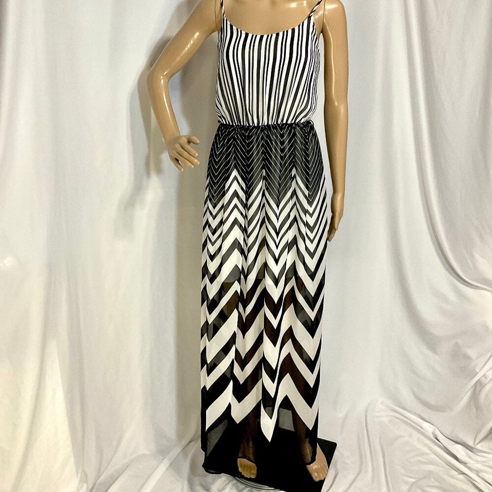 Candies Size Small Black and White Maxi Dress Stripes and Chevrons